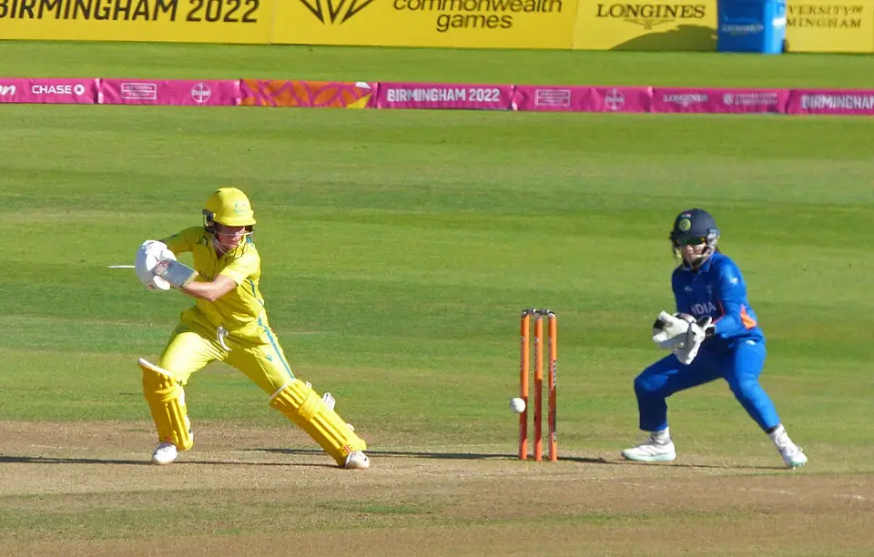 Yastika Bhatia wicketkeeping for the India Women's Cricket Team during an international match