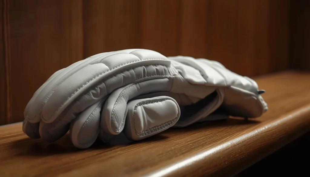 Detailed macro view of cricket best batting glove finger protection rolls and textured leather palm.