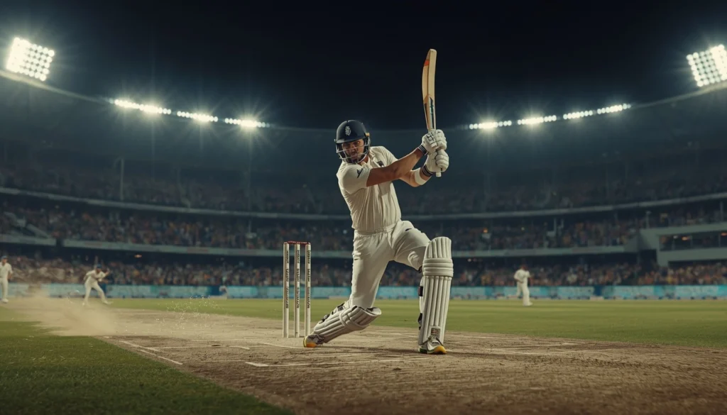 An elite batsman executing a classic stroke during a match representing one of the highest run scorers in international cricket.