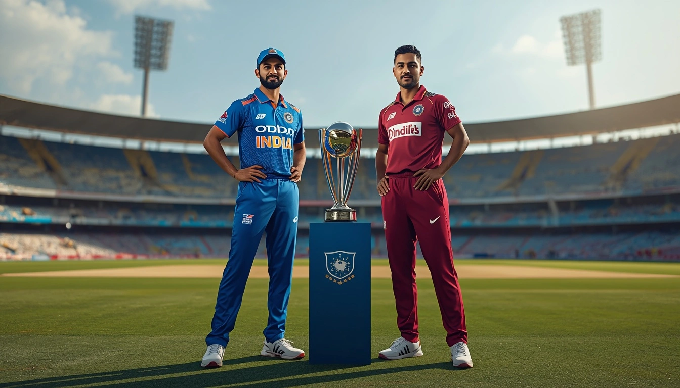 Indian skipper Shubman Gill and West Indies captain Shai Hope posing with the trophy ahead of the India vs West Indies ODI series 2026.