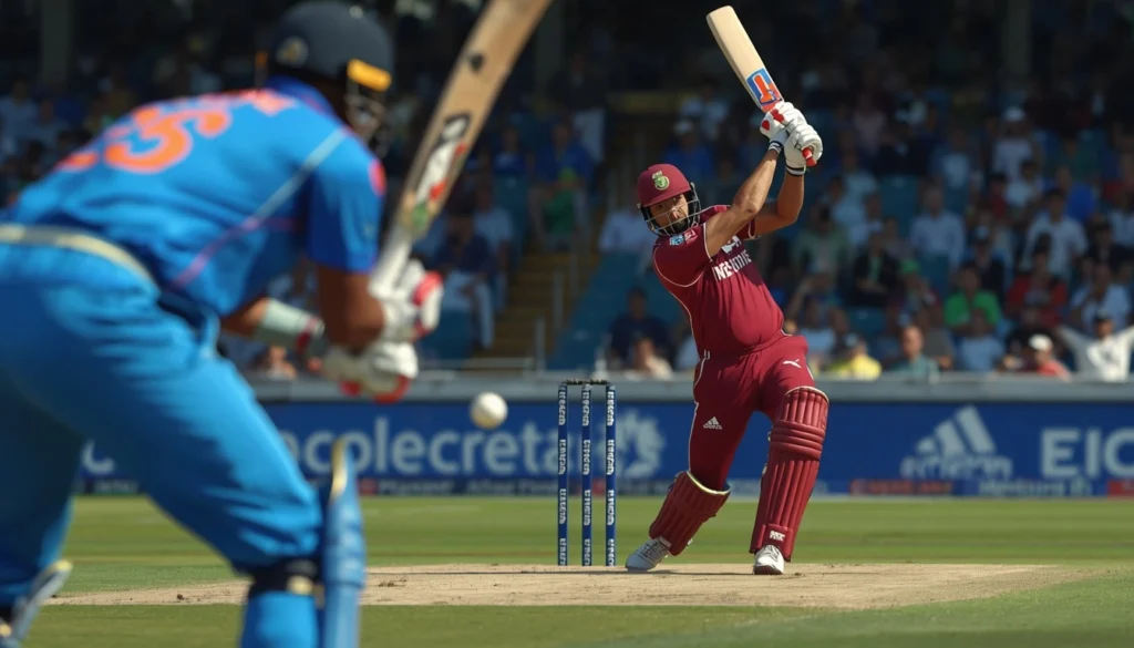 Justin Greaves batting against India in the first ODI at Thiruvananthapuram