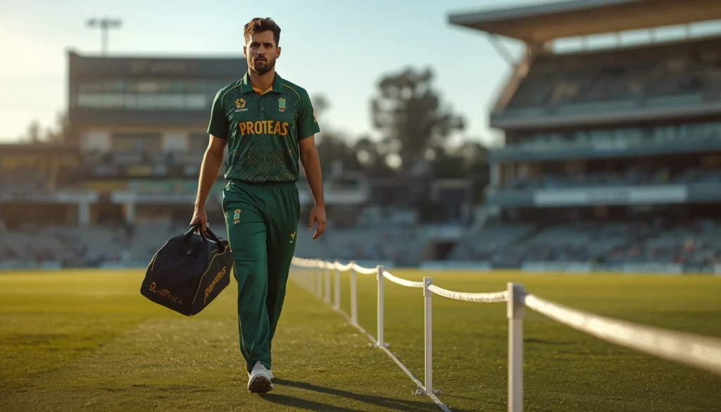 Duan Jansen replace Ottneil Baartman walking off the field during a cricket session.
