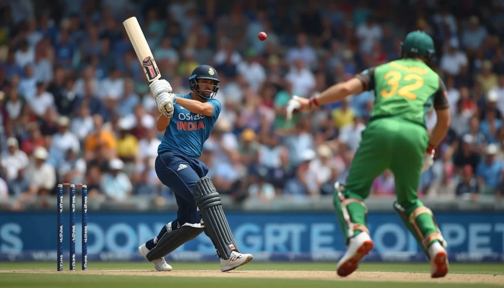Dynamic batting action during the Pakistan vs Sri Lanka Asian Games semi final encounter.